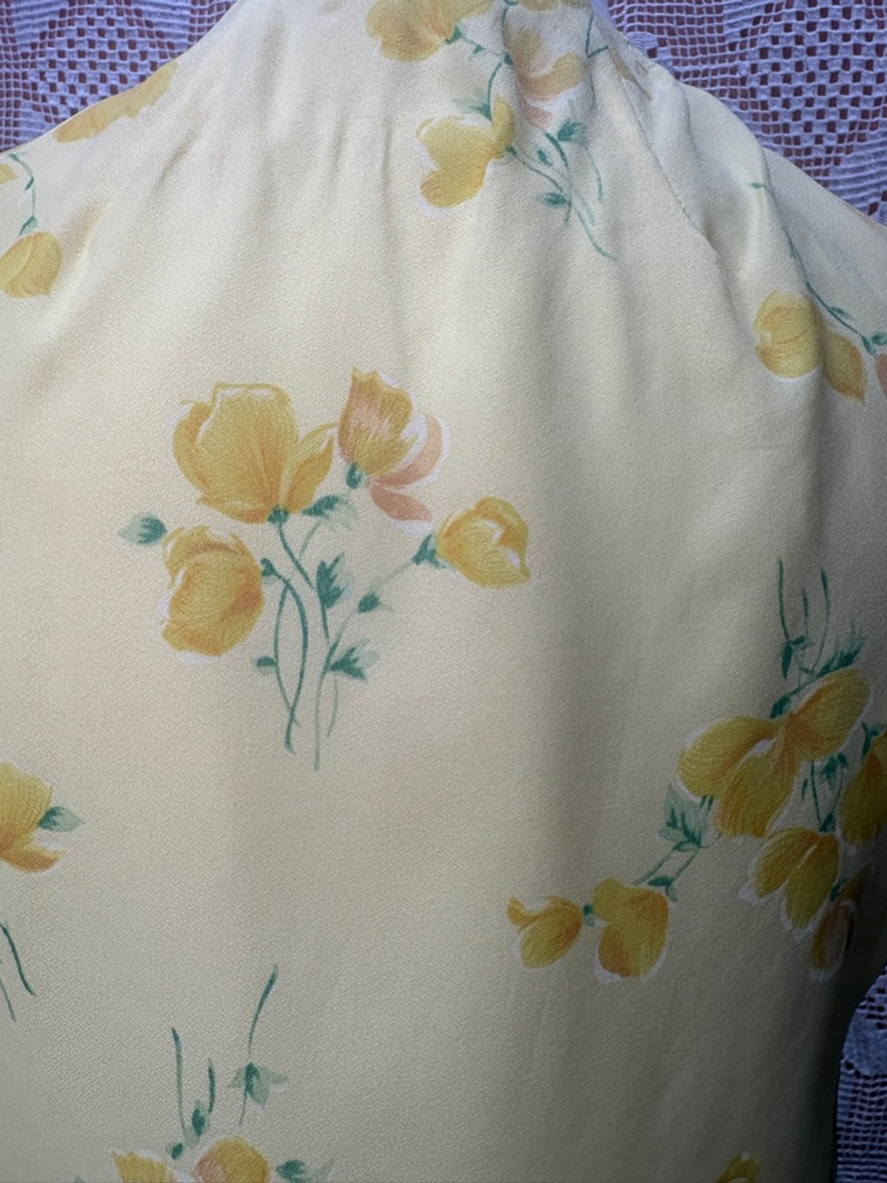Vintage Yellow Floral Blouse Puff Sleeve Open Front SzSm - Picture 7 of 9